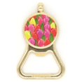 thumbnail image 1 of Watercolor  Flower Tulip Beer Bottle Cap Opener Stainless Steel Key Chain, 1 of 3