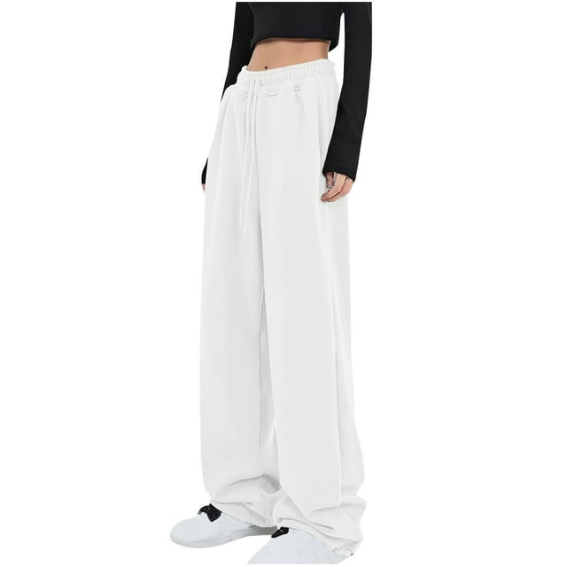 MeetoTime Womens Wide Leg Sweatpants Baggy Comfy Lounge Joggers Workout Sweatpants with Pockets