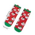 thumbnail image 3 of PuSpu Christmas Socks Mid Calf Cute Cartoon Warm Nylon Spandex 26x8cm 1 Pair Red Green Holiday Winter Thermal Cozy Decor Stocking, 3 of 6