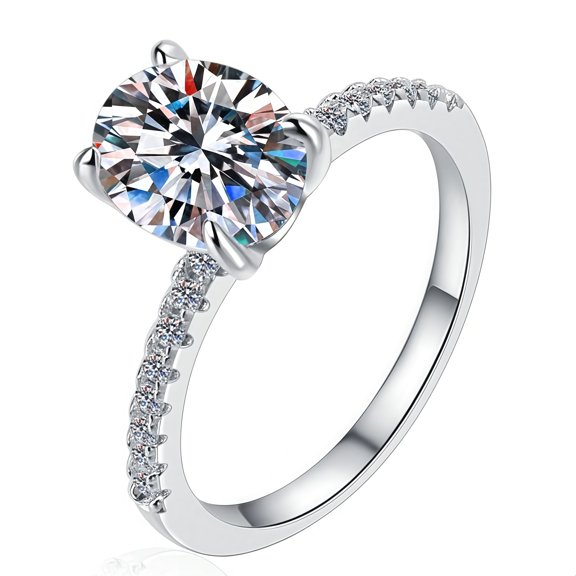 Apaison Luxury D Color 1CT&2CT&3CT&5 Carat Moissanite Women Ring - 925 Sterling Silver Wedding Engagement Jewelry Gift - Size 5 ~9