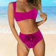 thumbnail image 2 of NINGMENG Bikinis for Women Summer Solid Color Spaghetti Strap Bra And Panty Set Flower Split Two Piece Tankini Swimsuits For Women Bathing Suits,Red,M, 2 of 9
