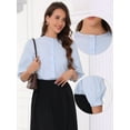 thumbnail image 2 of DARING DIVA Women's Puff Sleeve Crew Neck Casual Blouse Top XS Blue, 2 of 6