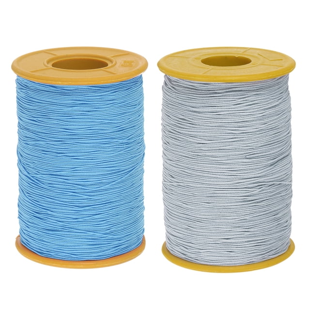 Hilo elástico Uxcell de 2 piezas 547 Yardas 0.5mm de grosor para coser a mano, Azul Cielo y Gris Claro