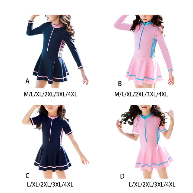 maskred Color Contrast Splicing Bathing Suit For Summer Adventures And -line Skirt Hem Looks Slimmer. Color Pink short sleeved L