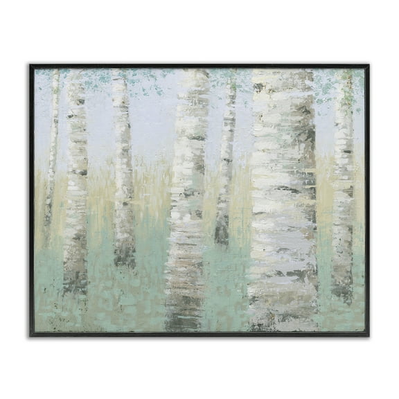 Stupell Industries Blue Birch Forest Landscape & Nature Painting Black Framed Art Print Wall Art, 14 x 11
