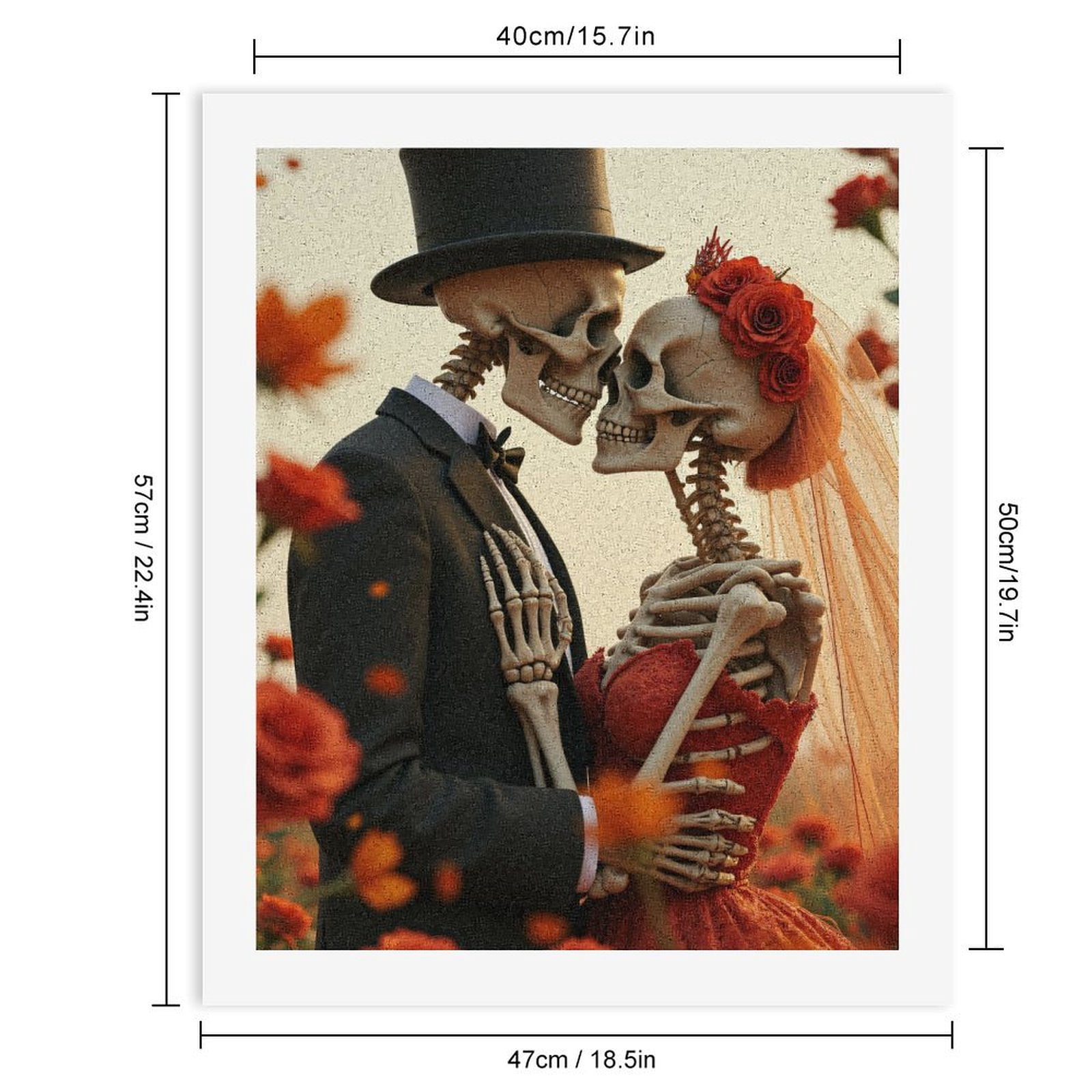 Paint By Numbers Kit for Adults Beginner - Skeleton Couple Wedding Roses DIY Canvas Painting Kits for Adults, Frameless Paint By Number for Adults for Home Wall Decor 16x20 Inch