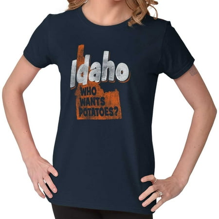 Brisco Brands Idaho Funny Potato Boise ID Adult Short Sleeve (Best Fishing Near Boise Idaho)