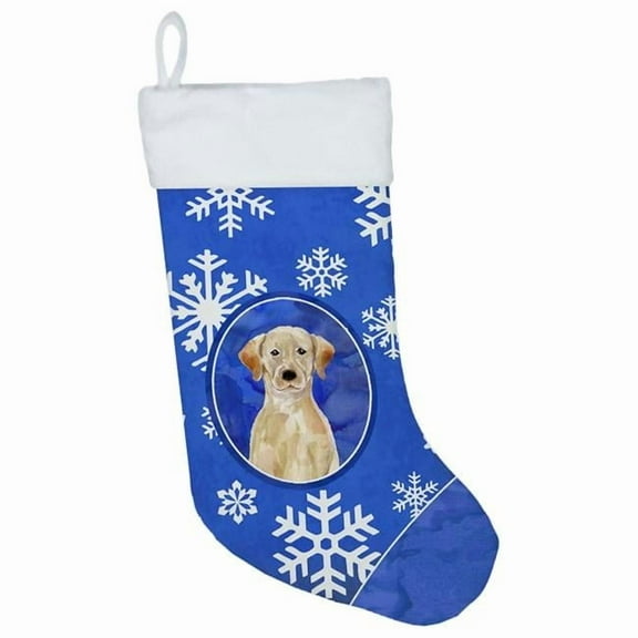Caroline's Treasures Winter Snowflakes Labrador Retriever Multi-color Christmas Stocking, with Soft Suede Fabric 18"