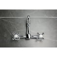 thumbnail image 4 of Kingston Brass KS2441AX Heritage Double-Handle Wall-Mount Bridge Kitchen Faucet, Polished Chrome, 4 of 7