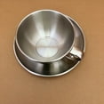 thumbnail image 4 of Coffee Cup Set, 300ml Vintage 304 Stainless Steel Espresso Cups with Stirring Spoon and Saucer Set, 4 of 6