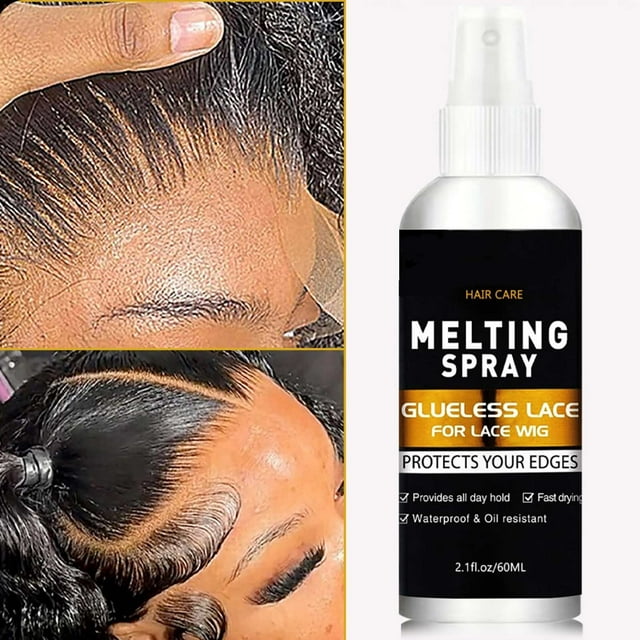 Wentin Vaporisateur de Réduction de Cheveux 60ML Colle Moins Adhésive pour Perruques Tenue Extra Forte Vaporisateur de Fusion de Perruques Vaporisateur de Perruque pour Fermeture Extensions Vaporisateur de Fusion de Perruques Forte Tenue de Formation Naturelle