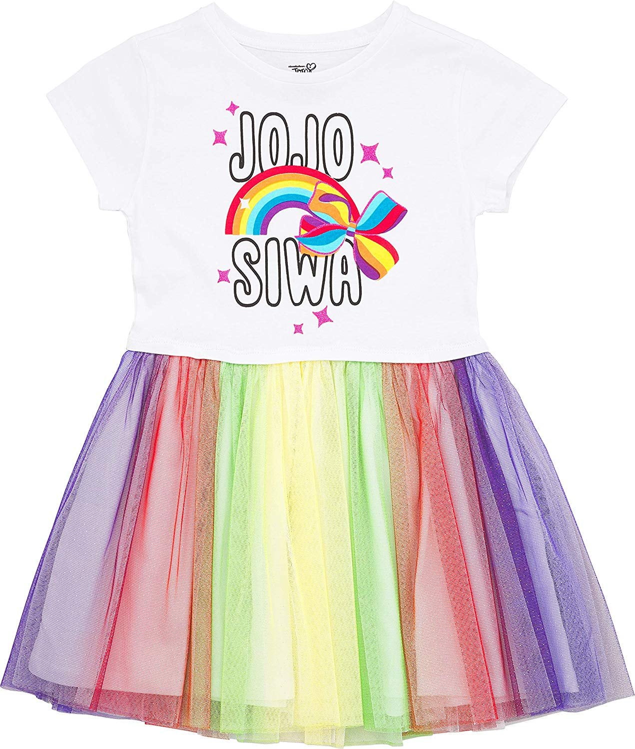 JoJo Siwa Girls' Tutu Dress with Tulle Skirt - Nickelodeon L-10/12