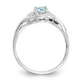 thumbnail image 2 of Solid 14k White Gold Aquamarine Blue March Gemstone Diamond Engagement Ring Size 6.5 (.02 cttw.), 2 of 6