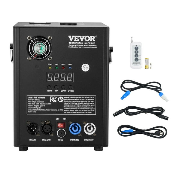 VEVOR Cold Spark Machine, 500W Output Fireworks Controller, 6.6-13ft Adjustable Height,with Advanced DMX System,LED Screen,Portable Handle,HeavyDuty Aluminum Alloy for Stage DJ Wedding Event,Party