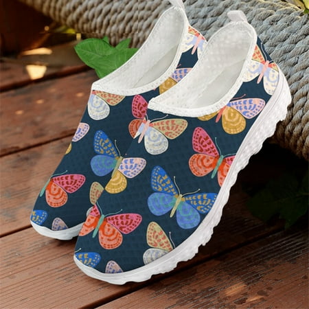 

Cute Bohemia Butterfly Print Woman Flats Casual Shoe for Women Loafers Breathable Summer Mesh Sneaker Lady Slip on Loafer Shoe