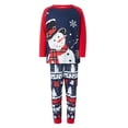 thumbnail image 2 of Family Matching Christmas Pajamas, Cartoon Snowman Print Long-Sleeved Tops + Christmas Tree Pattern Trousers/Romper, 2 of 10