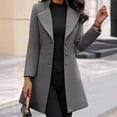 thumbnail image 6 of Women Woolen Jacket Turn-down Collar Solid Color Single-breasted Coat Slim Fit Thermal Long Sleeved Commuting Dating Spring Fall Winter Overcoat, 6 of 8
