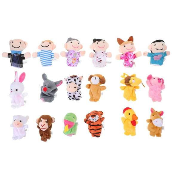 CRAFTHROU 18Pcs Finger Animal Puppets Assorted Color PP Cloth Educational Toy for Toddlers