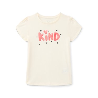 Wonder Nation Girls Gathered Shoulder Tee with Short Sleeves, Sizes 4-10