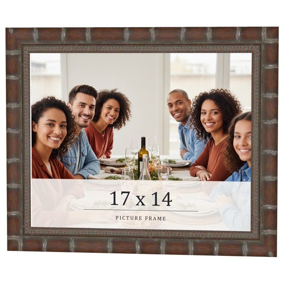17x14 Dark Brown Bamboo Real Wood Picture Frame Width 1.5 inches | Interior Frame Depth 0.5 inches