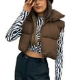 thumbnail image 1 of Txlixc Chaleco de mujer, chaqueta de algodón vintage de cuello corto, cremallera de cuello vertical Txlixc  moda, 1 of 8