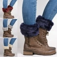 thumbnail image 3 of Flmtop Women\'s Autumn Winter Fashion Furry Ribbed Boot Cuffs Boot Toppers Leg Warmers, 3 of 7
