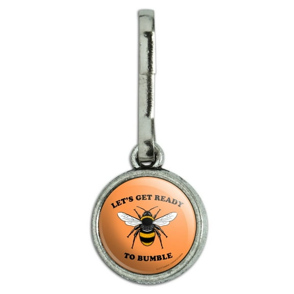Let's Get Ready to Bumble Bee Rumble Funny Humor Antiqued Charm Clothes Purse Suitcase Backpack Zipper Pull Aid