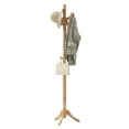 thumbnail image 1 of Costway Solid Rubber Wood Coat Rack with 3 Adjustable Heights and 11 Hooks for Hallway Natural, 1 of 10
