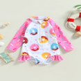 thumbnail image 2 of QJUHUNG Kid Baby Girls One Piece Swimsuit Long Sleeve Zipper Swimwear Ruffle Rashguard Bathing Suits Beachwear, 2 of 9