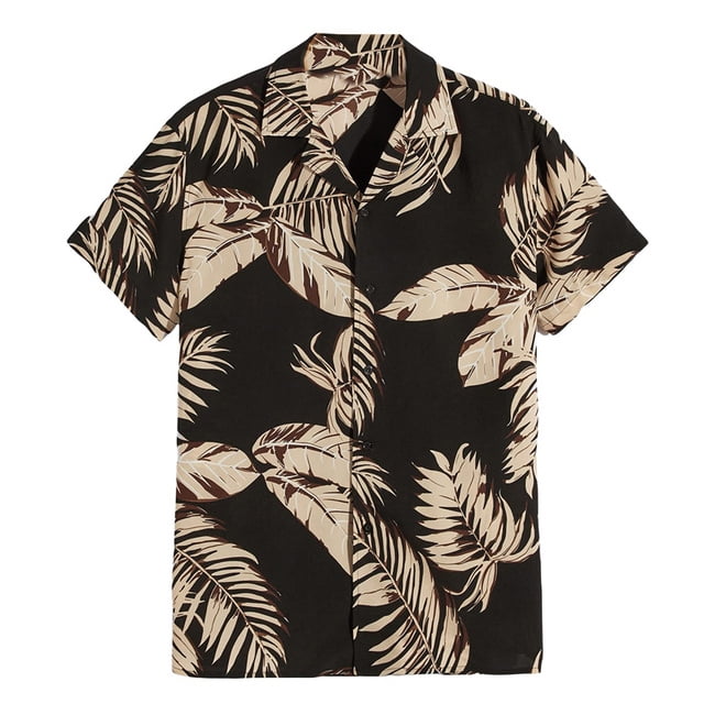 Retro Hawaiian Flower Shirt For Men Summer 3d Print Plants Leaves Short Sleeves Button Down Shirts Beach Tops Blouse Clothes FGS