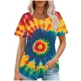 thumbnail image 1 of Pisexur Hauts d'Été pour Femmes, Hauts Tendance pour Femmes, Hauts Grande Taille pour Femmes, Haut Décontracté à Manches Courtes Col Rond Ample Couleur Unie Multicolore, m, 1 of 7