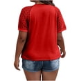 thumbnail image 6 of Tdoqot Womens Trendy Plus Size Tops- Crewneck Casual Lace Short Sleeve Pleats Summer Shirts Blouses Red Size 5XL, 6 of 6