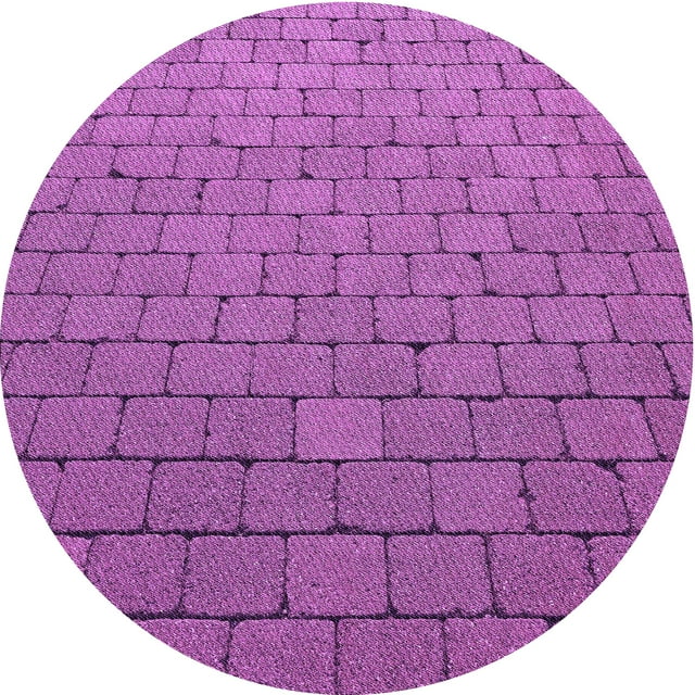 Ahgly Tapis Rond Lavable en Machine Intérieur Transitionnel Orchidée Foncée Violet, 8 Pieds Rond