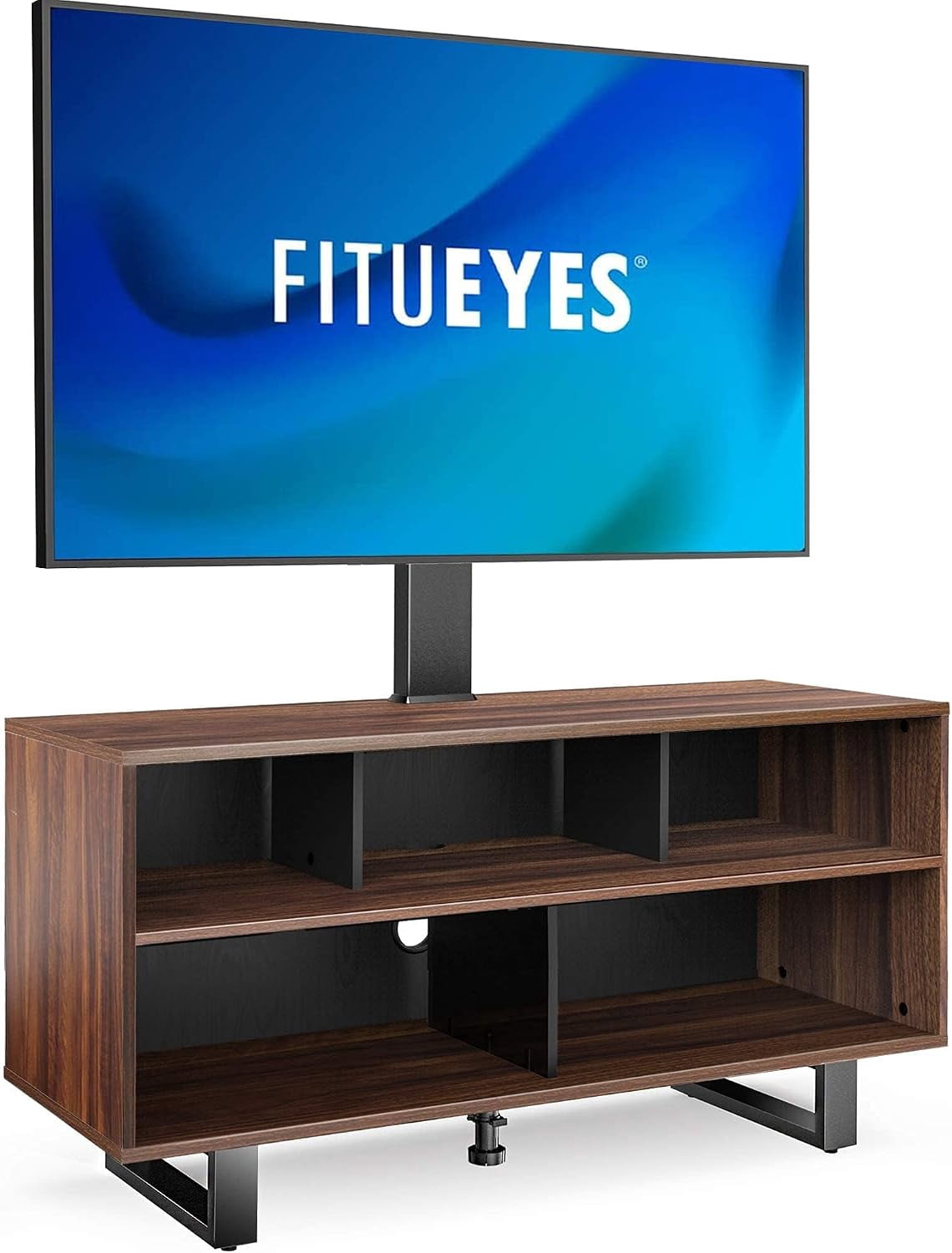FITUEYES Floor TV Stand for 32–70 Inch TVs, Black, Swivel Mount