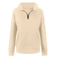 thumbnail image 3 of Women's Casual Sweatshirt Quarter Zip up Solid Color V Neck Long Sleeved Pullover Fall Outfits Lightweight Comfy Y2k Tops 2025 with Pockets, 3 of 5