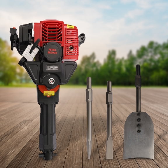 1900W 52CC 2 Strok Gas Powered Excavator Garden Tree Digger Shovel Rock Drill Machine 6500r/min Black for Highway Guardrails, Farm Fences, Forestry Seedlings