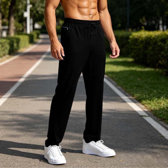 Xdegoge Pants for Men Active Elastic Waist Drawstring Athletic Comfy Mesh Breathable Quick Dry Bottoms with Pockets Jogging Gym Workout Casual Wear