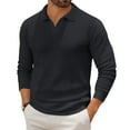 thumbnail image 2 of CharmCyan Men's Casual Collared Long-Sleeve Knit Base Layer Top Black L, 2 of 2