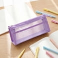 thumbnail image 4 of Pen Pouch – 5 Layer Large Capacity Pen Case, Transparent Purple Stationery Organizer for Art Supplies, 4 of 7
