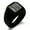 Black, variant on Stainless Steel Letter E Initial Floral Box Monogram Engraved Engraved Square Flat Top Biker Style Polished Signet Ring