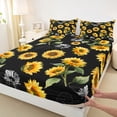 thumbnail image 3 of jejeloiu Countryside Floral Sunflower Twin Sheet Sets,Rustic Plant Floral Bedding For Adults 3pcs, 3 of 7