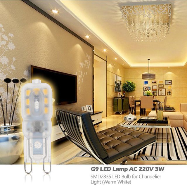 Bombilla Lámpara LED G9 AC 220V 3W SMD2835 Bombilla LED para lámpara de araña (blanco cálido) Wdftyju Para estrenar
