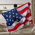 thumbnail image 2 of Patriotic US Flag Blanket, American National Flag Throws, Sherpa Fleece Reversible Blanket for Couch Bed Decor, 4th of July Citizenship Veteran Gift, 2 of 5