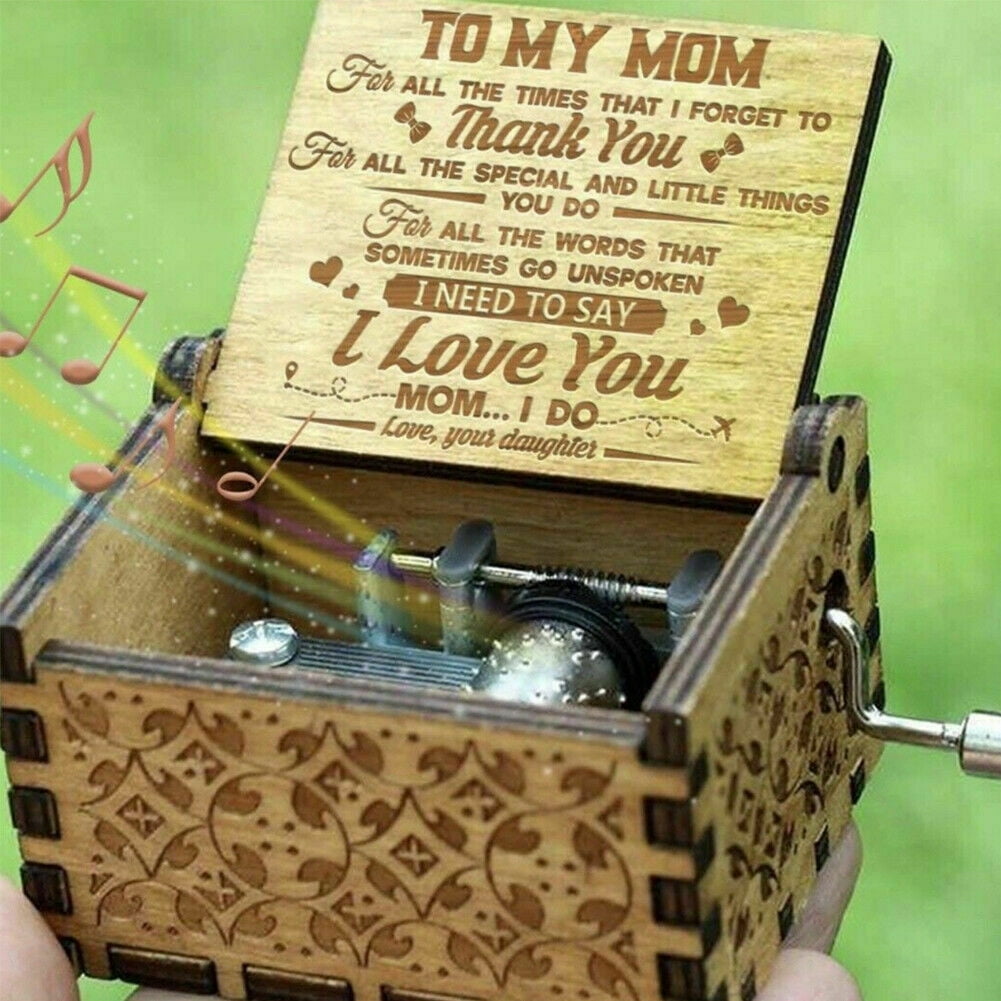 Wooden Music Box Mom/Dad To Daughter You Are My Sunshine Engraved Toy Kid *#