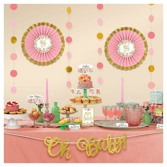 Various Baby Shower Sweet Floral Deluxe Buffet Decoration Kit, 23 Pieces