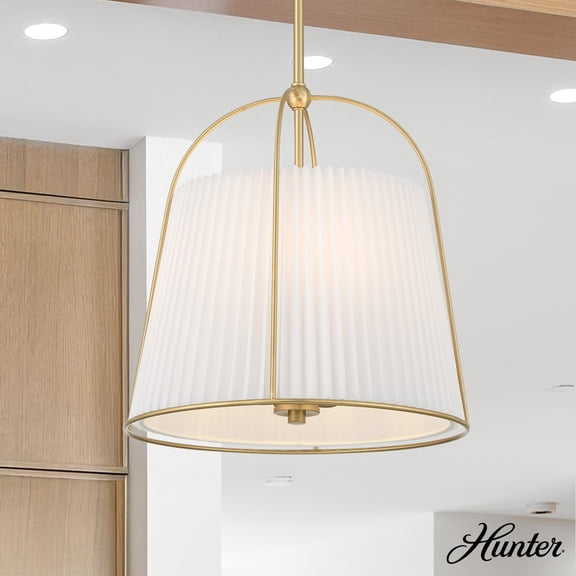 Hunter - Atmore 3-light Alturas Gold, Medium Size Pendant Light, Dimmable, Modern Style, Drum Shaped, for Bedrooms, Dining, Living Rooms - 48244