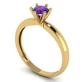 thumbnail image 2 of 0.5 ct Round Cut Natural Amethyst Solitaire 18K Yellow Gold Womens Engagement Ring, 2 of 5