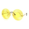 thumbnail image 2 of Hypnotist Circular Die Cut Hippie Round Circle Lens Sunglasses Gold Yellow, 2 of 4