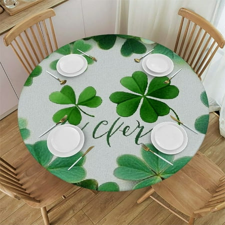 

Sheronv Shamrocks Clovers Lucky Outdoor Fitted Round Tablecloth 100% Polyester Fiber Stain-Resistant Washable for Indoor and Outdoor Restaurants Weddings Parties Picnic Dining Kitchen Farmhouse 54 -58