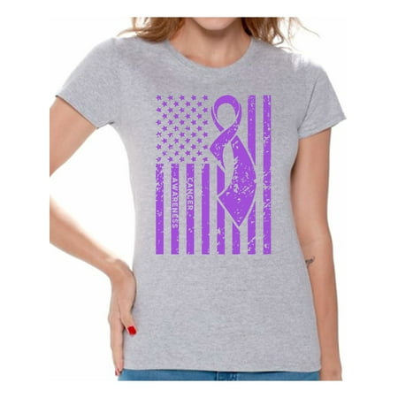 cancer awareness t shirt top purple ribbon cancer t shirt breast